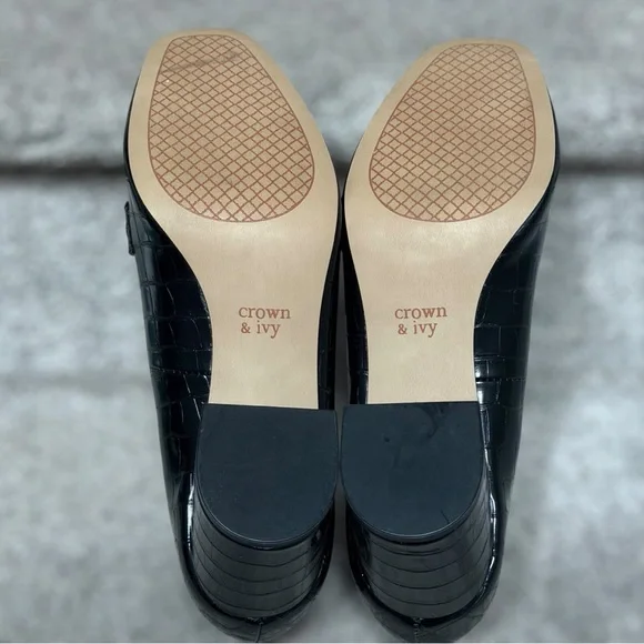 NEW Crown & Ivy Scarlett Cheetah Croc Embossed Block Heel Pumps Women’s 10 Chic - Picture 11 of 13